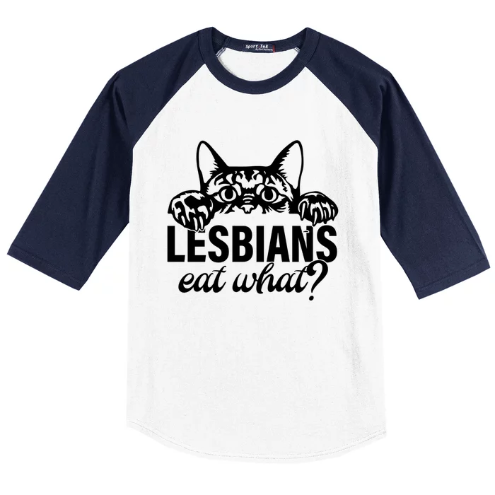 Lesbians Eat What Lgbtq Cat Gift Baseball Sleeve Shirt