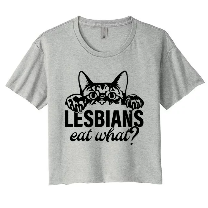 Lesbians Eat What Lgbtq Cat Gift Women's Crop Top Tee