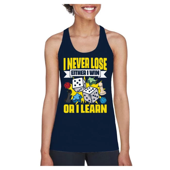 Lose Either Win Chees Board Dice Board Gaming Board Gamers Women's Racerback Tank