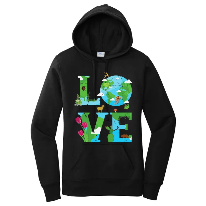 Love Earth World Planet Day Environmental Animal Women's Pullover Hoodie