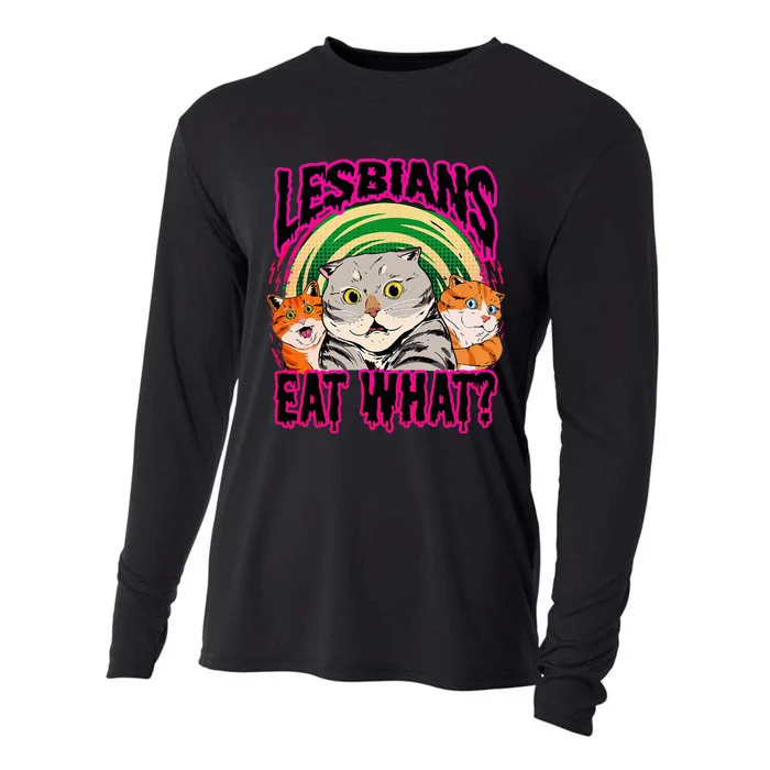 Lesbians Eat What Funny Cats Love Cute Women Boy Cooling Performance Long Sleeve Crew