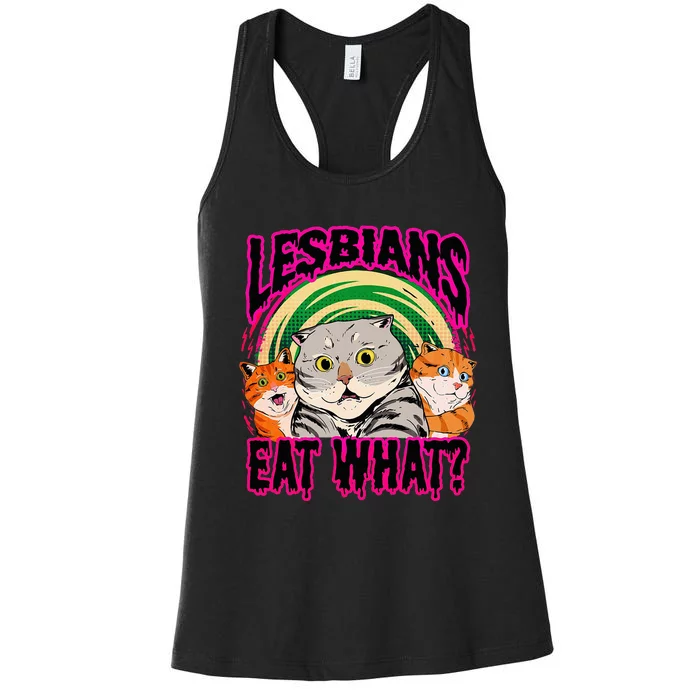 Lesbians Eat What Funny Cats Love Cute Women Boy Women's Racerback Tank