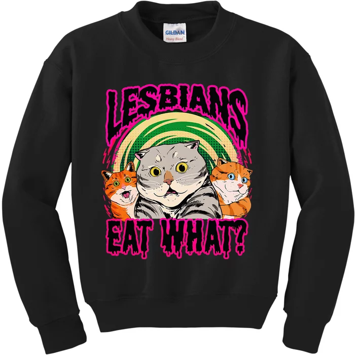 Lesbians Eat What Funny Cats Love Cute Women Boy Kids Sweatshirt