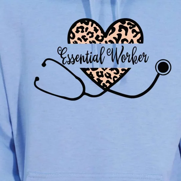 Love Essential Worker Life Leopard Heart Stethoscope Nurse Great Gift Unisex Surf Hoodie