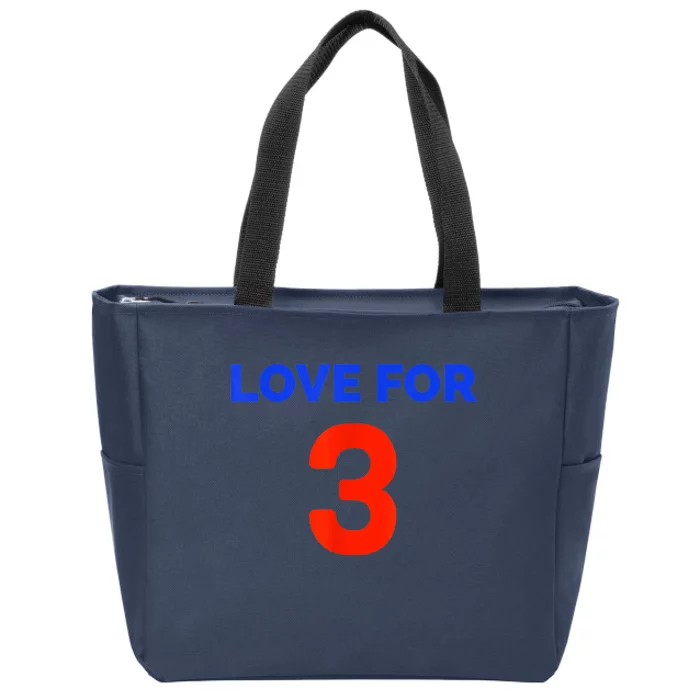 Love For 3 Football Zip Tote Bag