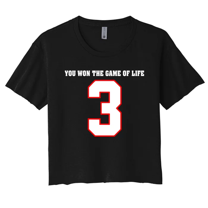 LOVE FOR 3 YOU WON THE GAME OF LIFE Women's Crop Top Tee