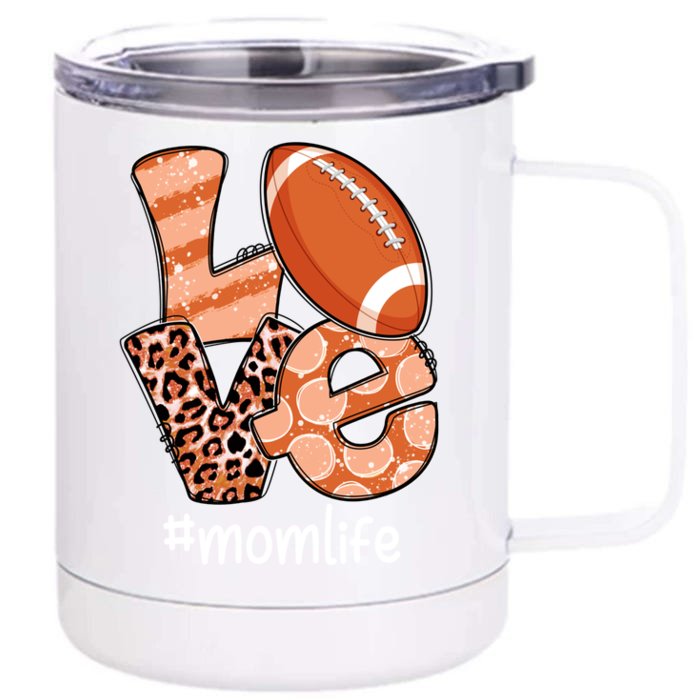 Love Football American Mom Life Player With Leopard Costume Meaningful Gift Front & Back 12oz Stainless Steel Tumbler Cup