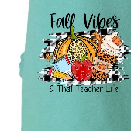 Leopard Fall Autumn Vibes Thankful Teacher Life Thanksgiving Doggie 3-End Fleece Hoodie