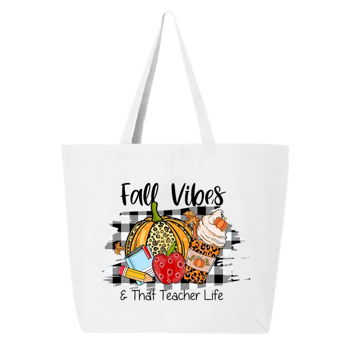 Leopard Fall Autumn Vibes Thankful Teacher Life Thanksgiving 25L Jumbo Tote