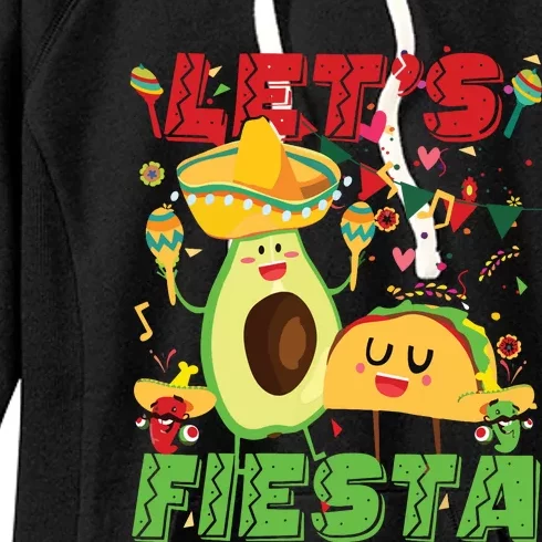 Lets Fiesta Avocado And Tacos Cinco De Mayo Mexican Party Women's Fleece Hoodie