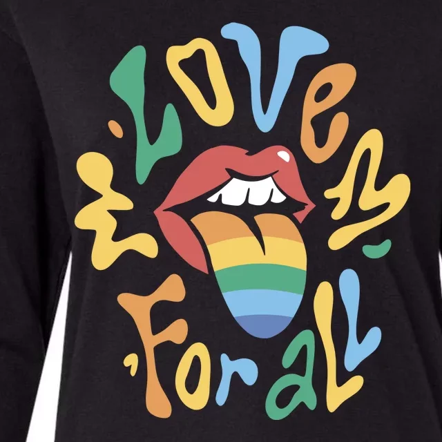 Love For All Pride Tongue Womens Cotton Relaxed Long Sleeve T-Shirt