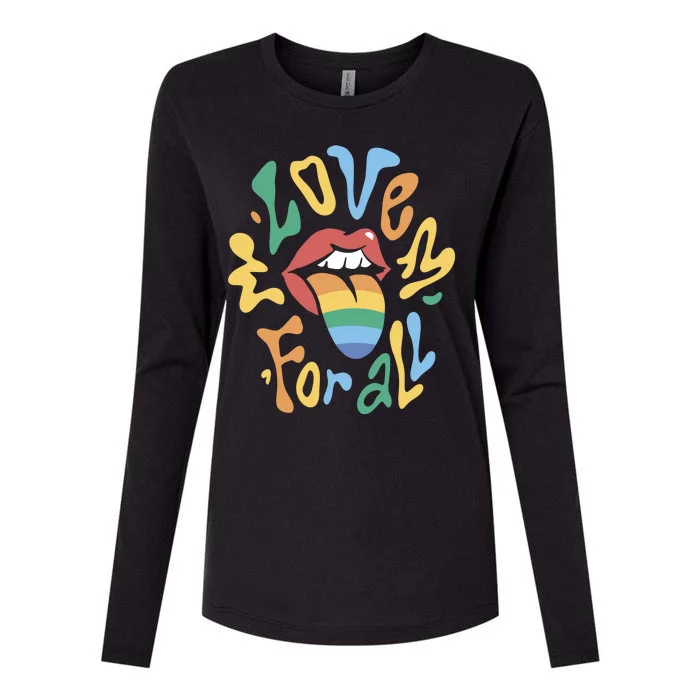 Love For All Pride Tongue Womens Cotton Relaxed Long Sleeve T-Shirt