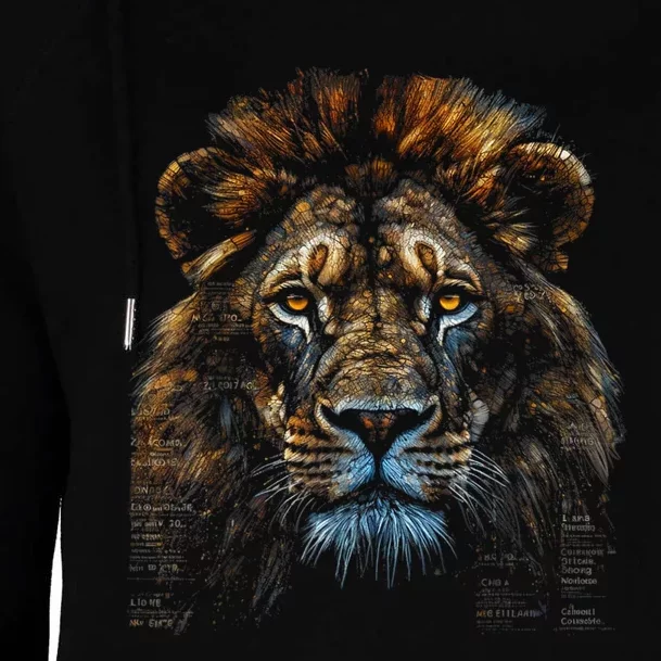 Lion Fantasy Art Animal Lion Womens Funnel Neck Pullover Hood