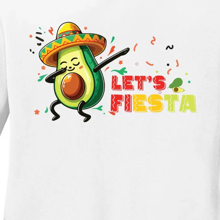 Lets Fiesta Avocado Dabbing Cinco De Mayo Women Ladies Long Sleeve Shirt