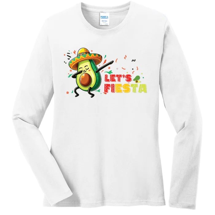 Lets Fiesta Avocado Dabbing Cinco De Mayo Women Ladies Long Sleeve Shirt