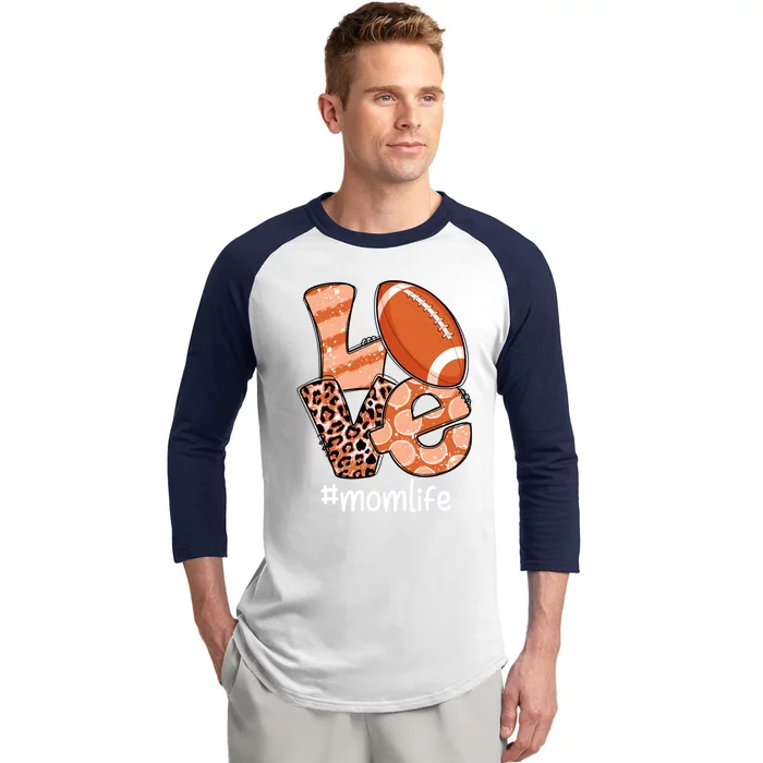 Love Football American Mom Life Player With Leopard Costume Gift Baseball Sleeve Shirt