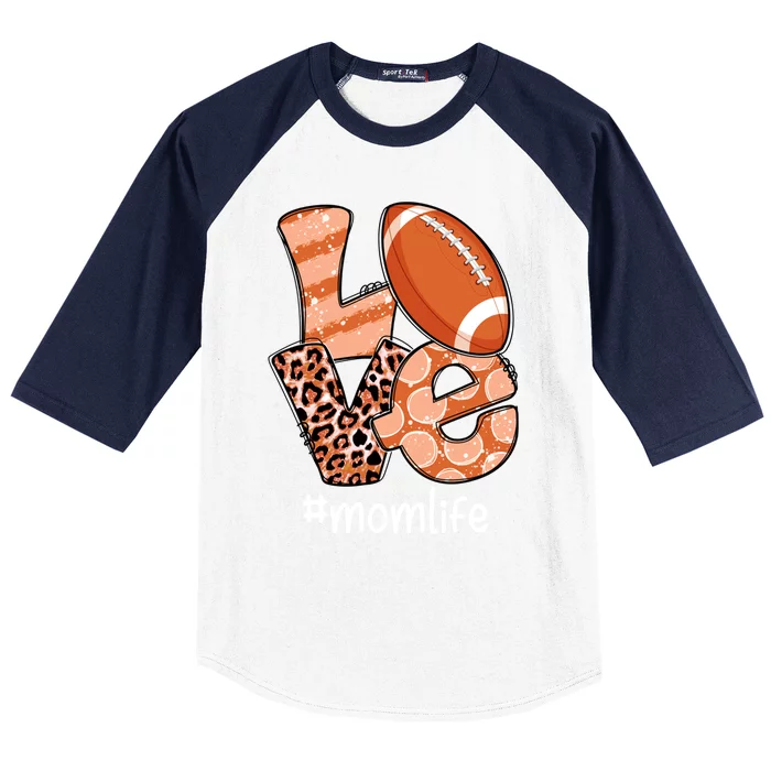 Love Football American Mom Life Player With Leopard Costume Gift Baseball Sleeve Shirt