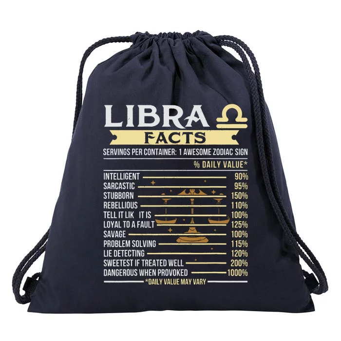 Libra Facts Astrology Horoscope Zodiac Sign Drawstring Bag