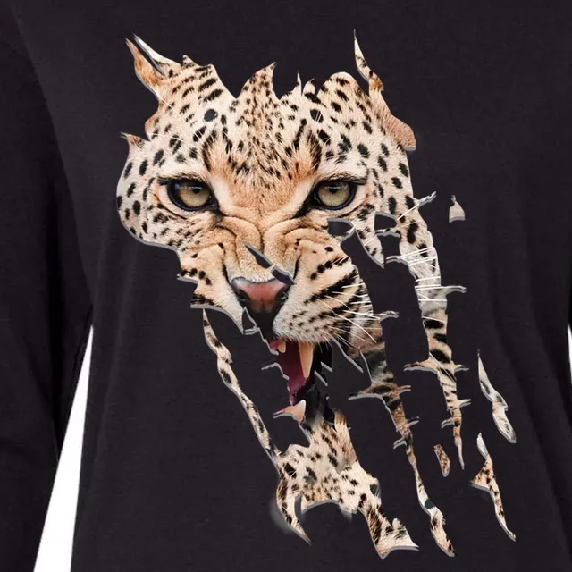 Leopard Face African Safari Wild Cat Paws Ank Op Womens Cotton Relaxed Long Sleeve T-Shirt