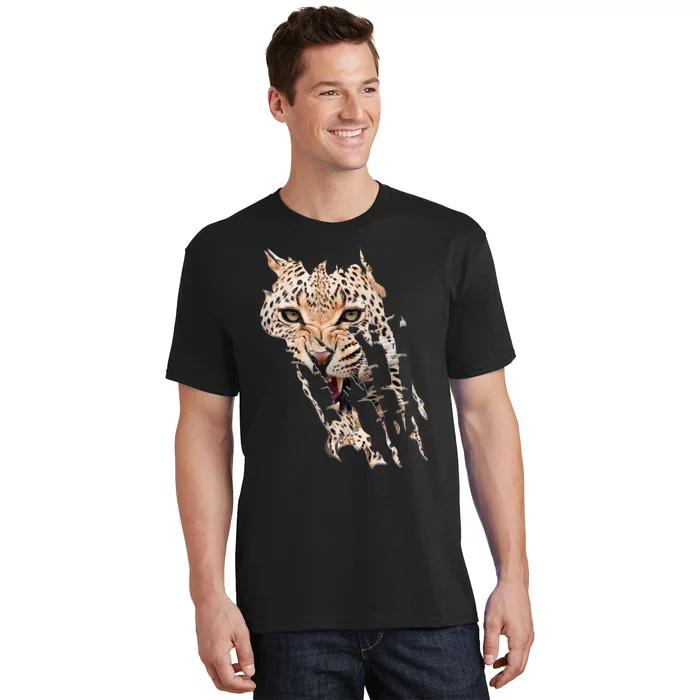 Leopard Face African Safari Wild Cat Paws Ank Op T-Shirt