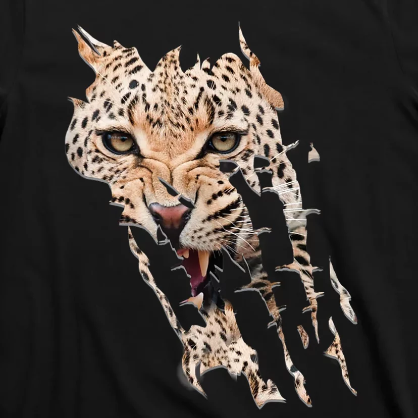 Leopard Face African Safari Wild Cat Paws Ank Op T-Shirt