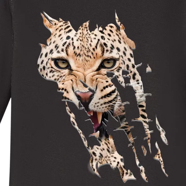 Leopard Face African Safari Wild Cat Paws Ank Op Baby Long Sleeve Bodysuit