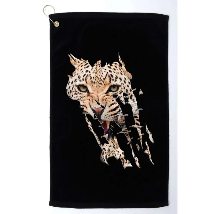 Leopard Face African Safari Wild Cat Paws Ank Op Platinum Collection Golf Towel