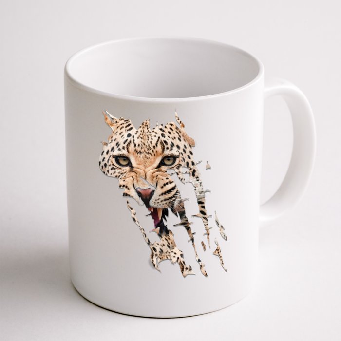 Leopard Face African Safari Wild Cat Paws Ank Op Front & Back Coffee Mug