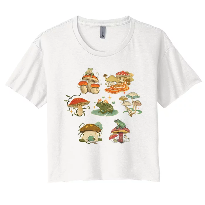 Lovely Frog And Mushroom Women's Crop Top Tee