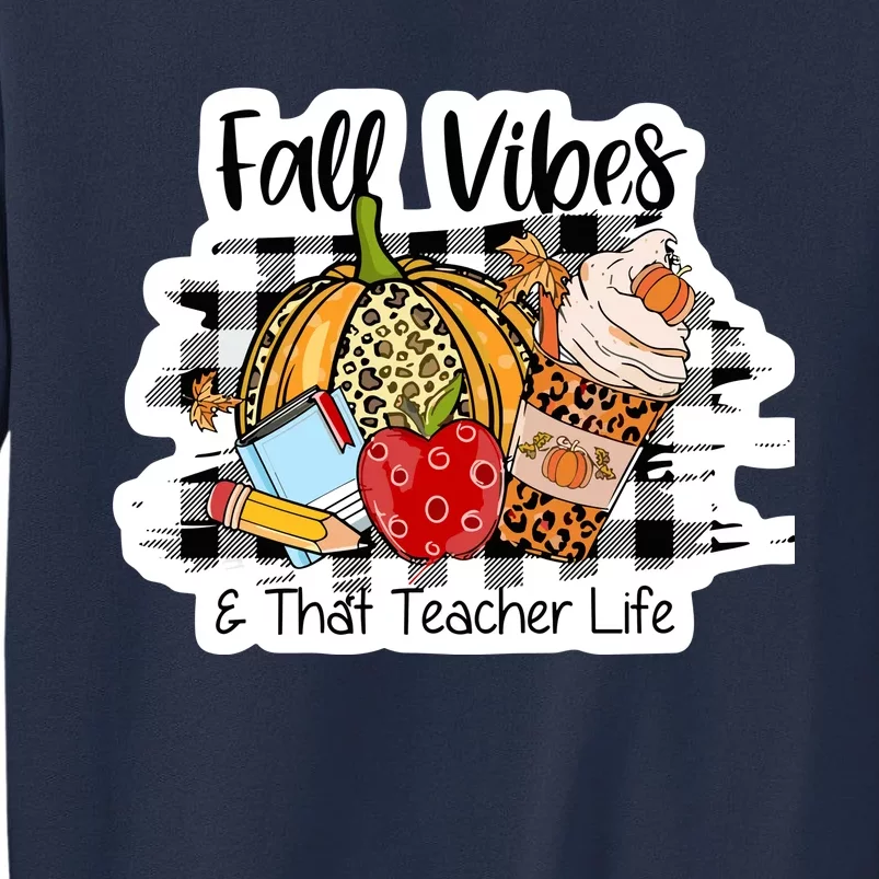 Leopard Fall Autumn Vibes Thankful Teacher Life Thanksgiving Sweatshirt