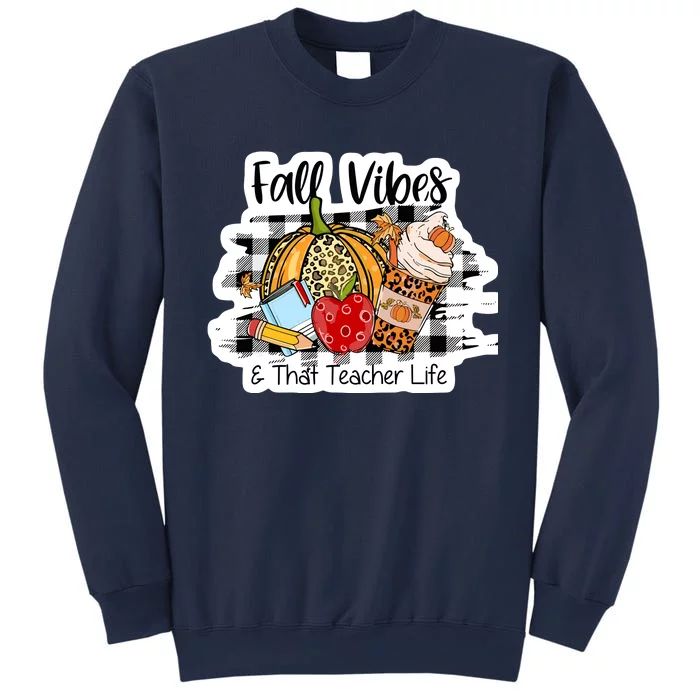 Leopard Fall Autumn Vibes Thankful Teacher Life Thanksgiving Sweatshirt