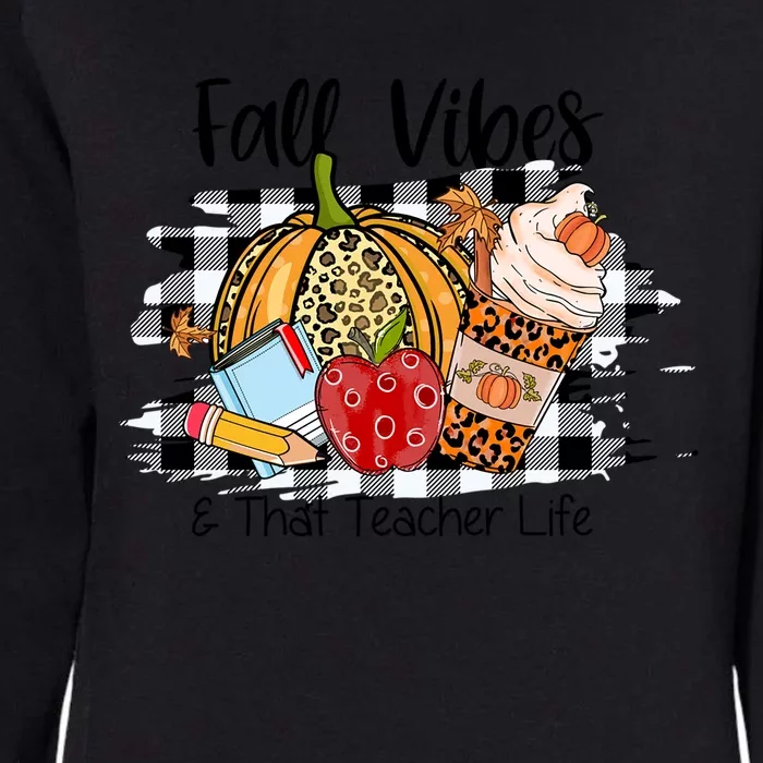 Leopard Fall Autumn Vibes Thankful Teacher Life Thanksgiving Gift Womens California Wash Sweatshirt