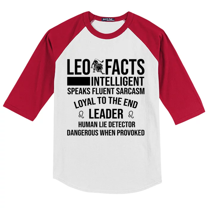 Leo Facts August Leo Zodiac Gift Kids Colorblock Raglan Jersey