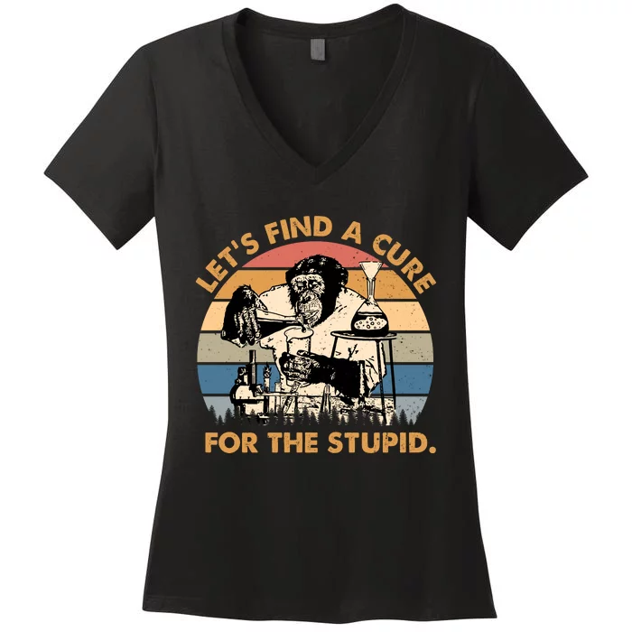 Lets Find A Cure For The Stupid Vintage Women's V-Neck T-Shirt