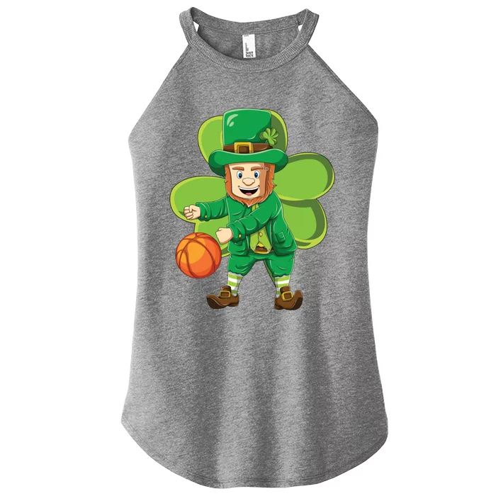 Leprechaun Flossing Basketball St Patrick's Day Funny Gift Women’s Perfect Tri Rocker Tank