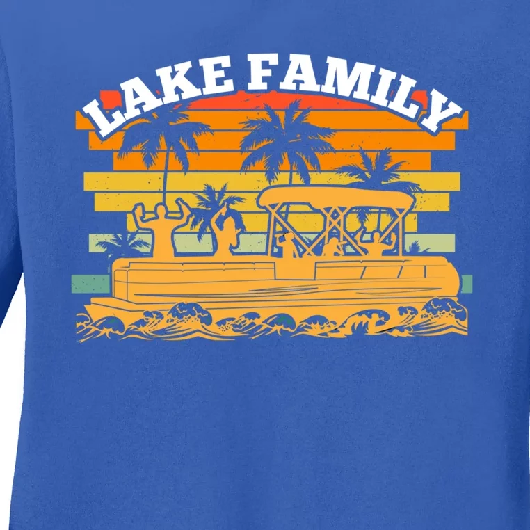 Lake Family Boating Weekend Summer Pontoon Boat Dad Mom Great Gift Ladies Long Sleeve Shirt