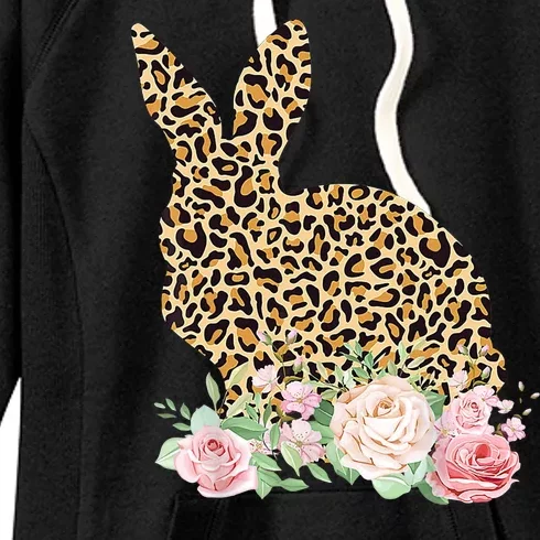 Leopard Floral Bunny Women's Fleece Hoodie