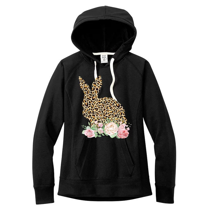 Leopard Floral Bunny Women's Fleece Hoodie