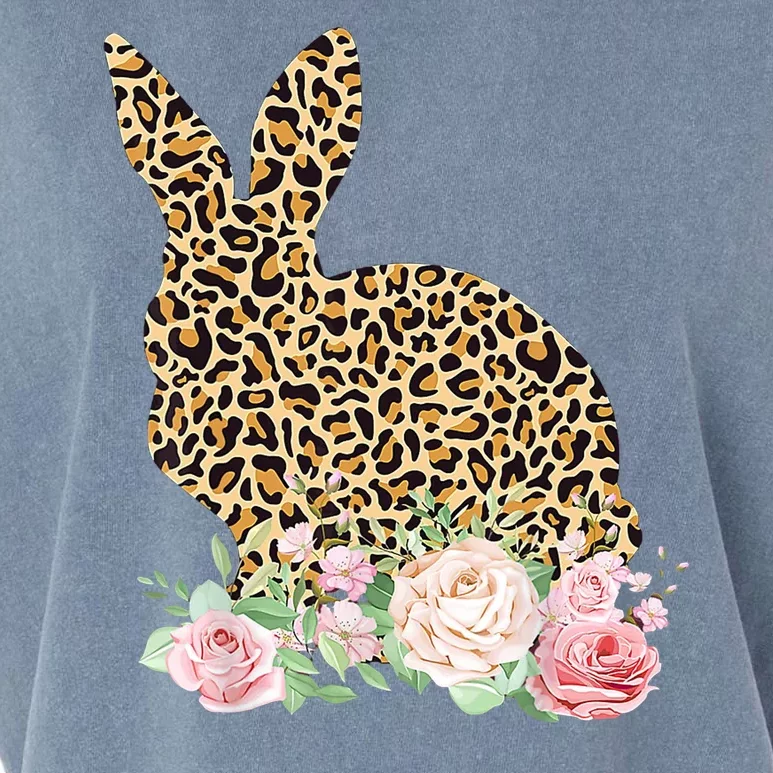 Leopard Floral Bunny Garment-Dyed Women's Muscle Tee