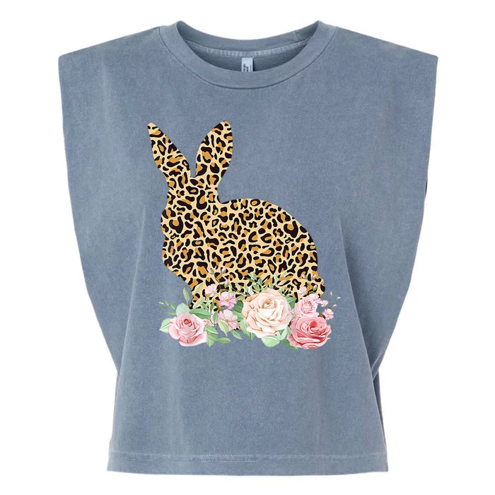 Leopard Floral Bunny Garment-Dyed Women's Muscle Tee