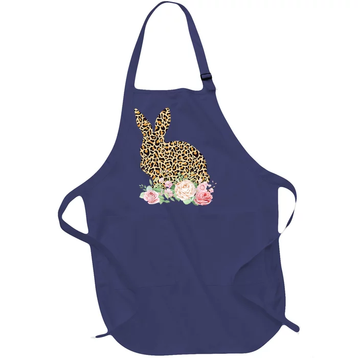 Leopard Floral Bunny Full-Length Apron With Pocket