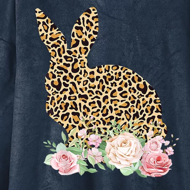 Leopard Floral Bunny Hooded Wearable Blanket