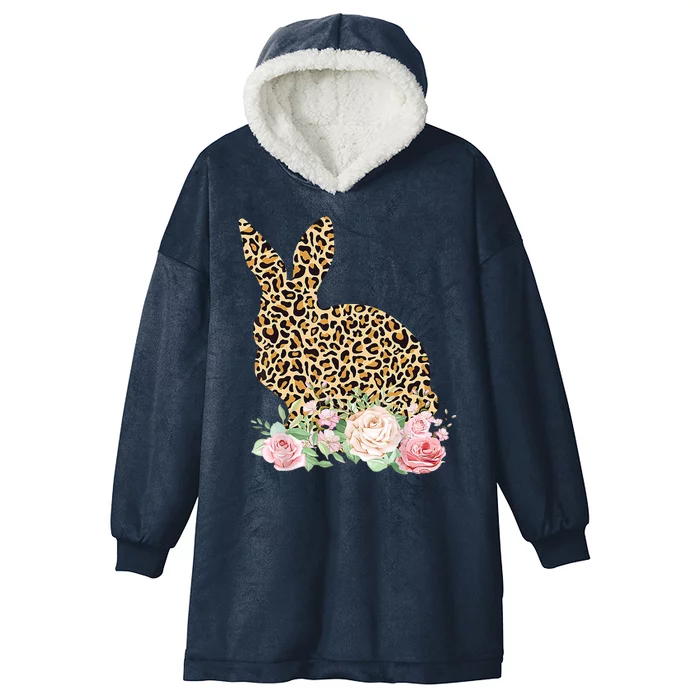 Leopard Floral Bunny Hooded Wearable Blanket