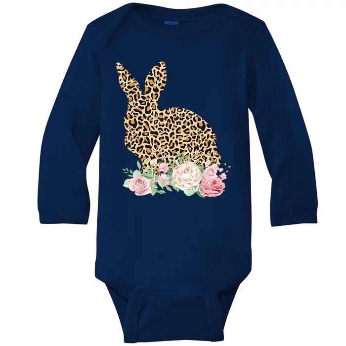 Leopard Floral Bunny Baby Long Sleeve Bodysuit