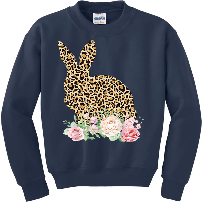 Leopard Floral Bunny Kids Sweatshirt