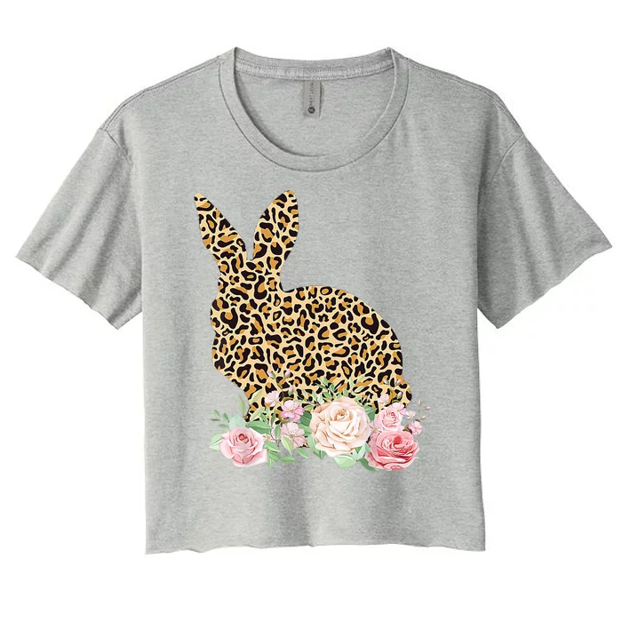 Leopard Floral Bunny Women's Crop Top Tee