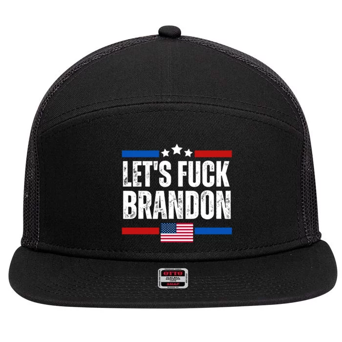 LetS F Brandon Conservative Anti Liberal Us Flag 7 Panel Mesh Trucker Snapback Hat