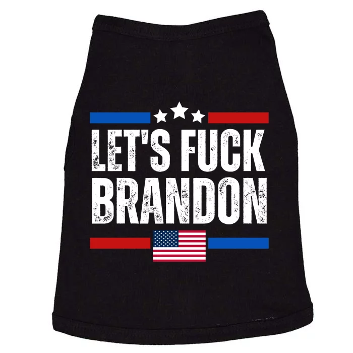 LetS F Brandon Conservative Anti Liberal Us Flag Doggie Tank