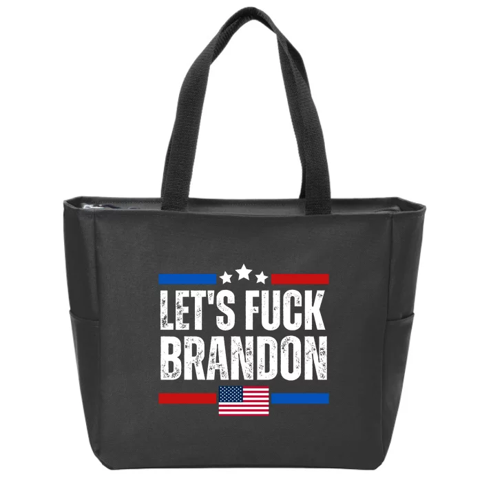 LetS F Brandon Conservative Anti Liberal Us Flag Zip Tote Bag