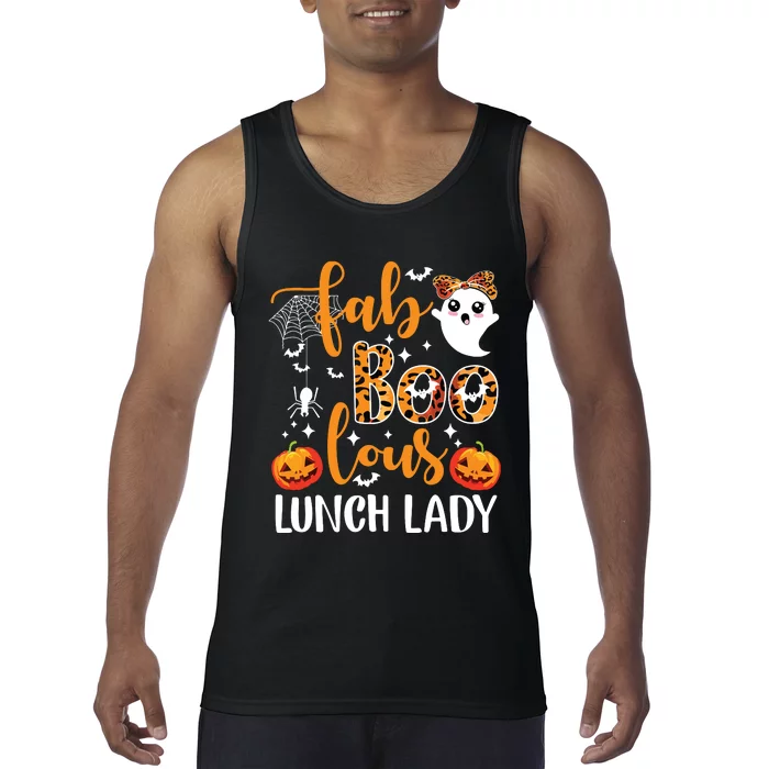 Leopard Fab Boo Lous Lunch Lady Team Teacher Halloween Tank Top